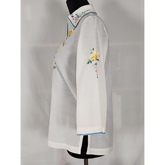 Vintage Lily Boho Floral Embroidered Tunic Top Blouse Sheer Peasant Medium - Picture 13 of 14